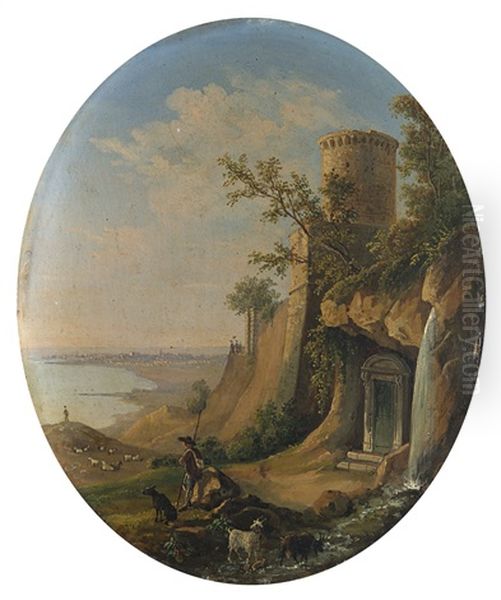 Fortezza Con Golfo Sullo Sfondo Oil Painting by Giacinto Gigante