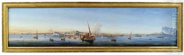 Weiter Panoramablick In Die Bucht Von Neapel Oil Painting by Giacinto Gigante