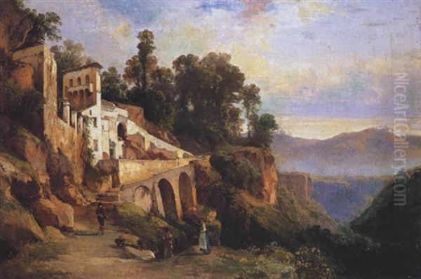 Veduta Di Cava L'avvocatella Oil Painting by Giacinto Gigante