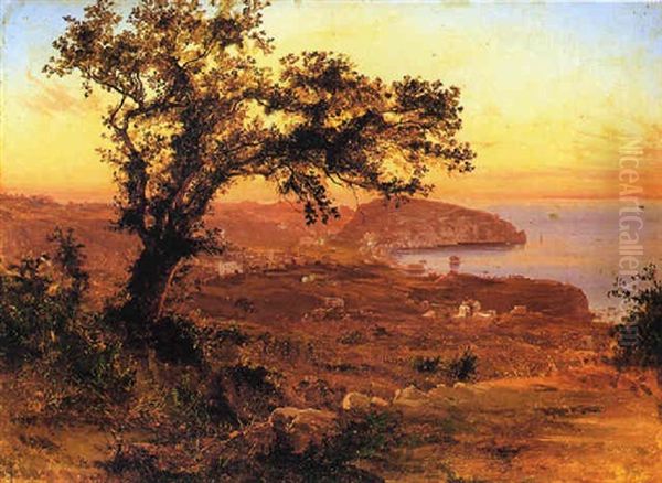 Penisola Sorrentina Al Tramonto Oil Painting by Giacinto Gigante