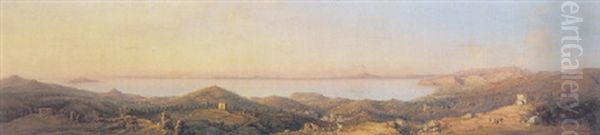 A View Of The Bay Of Naples Oil Painting by Giacinto Gigante