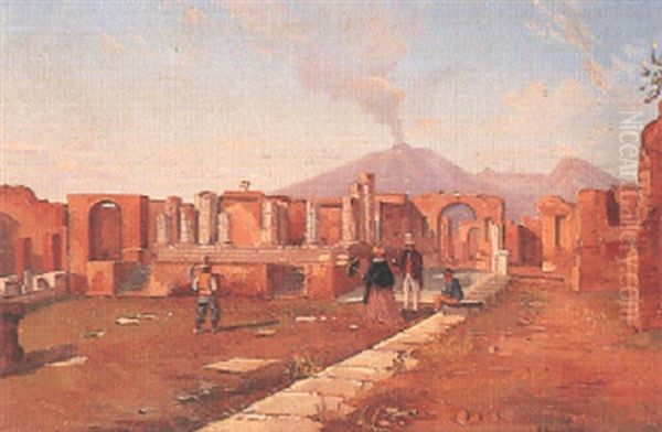 Vue De Pompei Oil Painting by Giacinto Gigante