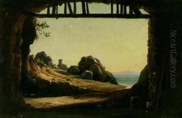 View From A Grotto Oil Painting by Giacinto Gigante