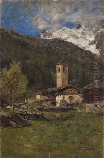 La Chiesa Dell'alpeggio Oil Painting by Eugenio Gignous