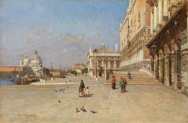 Ponte Di Paglia Oil Painting by Eugenio Gignous