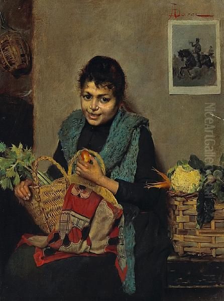 Home From The Market Oil Painting by Adolfo Bacci