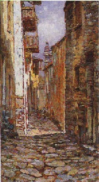 Scorcio Di Paese Montano Oil Painting by Eugenio Gignous