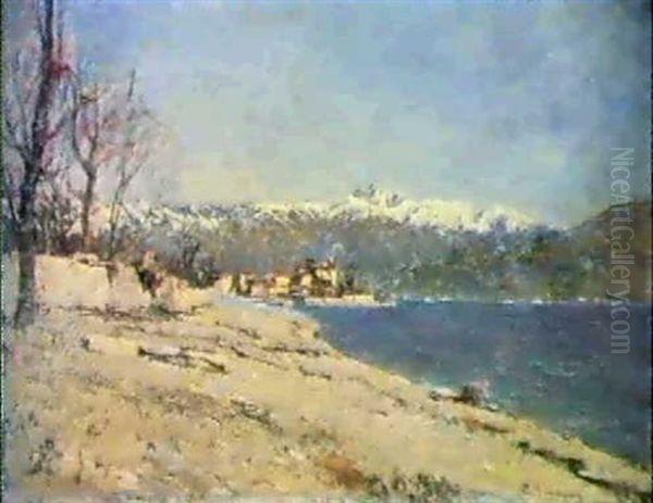 Inverno Sul Lago Maggiore Oil Painting by Eugenio Gignous