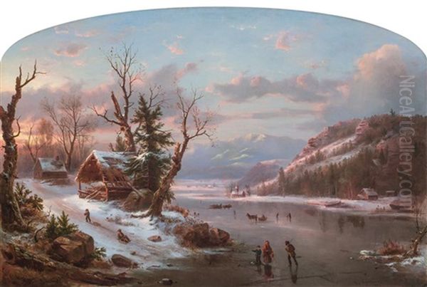 Winter Oil Painting by Regis Francois Gignoux