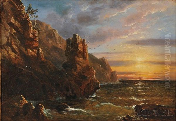 California Coast Oil Painting by Regis Francois Gignoux