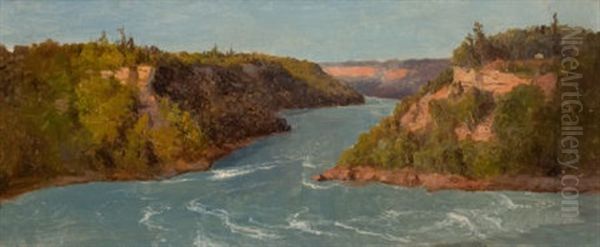 Rapids At Niagara Falls Oil Painting by Regis Francois Gignoux