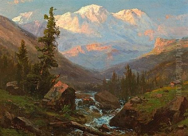 View Of The Alps by Regis Francois Gignoux