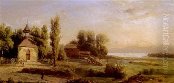 Cold Spring On The Hudson Oil Painting by Regis Francois Gignoux