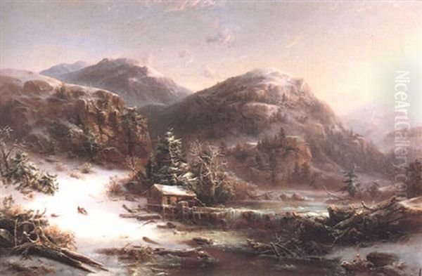 Winter In The Mountains Oil Painting by Regis Francois Gignoux