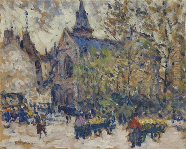 L'eglise Saint Medard A Paris Oil Painting by Clarence Montfort Gihon