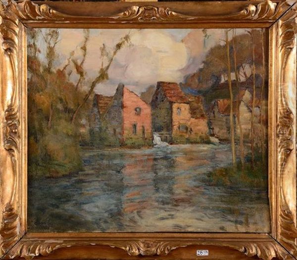 Paysage Au Moulin A Eau Oil Painting by Clarence Montfort Gihon