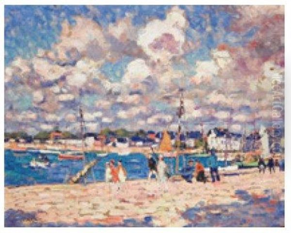 Promenade Sur Le Port Oil Painting by Clarence Montfort Gihon