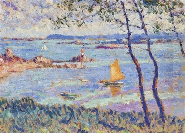 A View Of The Harbor, France Oil Painting by Clarence Montfort Gihon