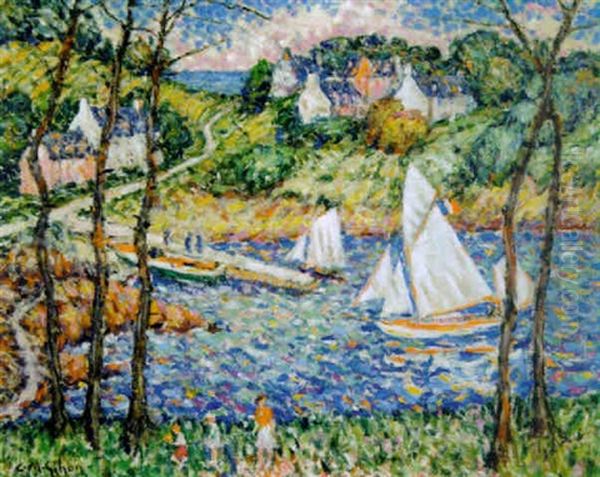 A Breezy Day Oil Painting by Clarence Montfort Gihon