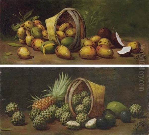 Mangos Y Cocos (+ Anones Y Pina; 2 Works) Oil Painting by Juan Gil Garcia