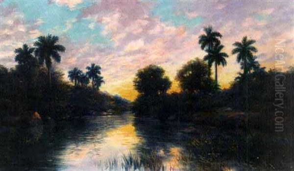 Tropical Landscape At Sunset, Habana Oil Painting by Juan Gil Garcia