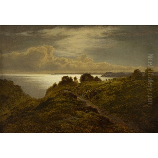 Night On The Coast Near Lydstop, Pembrokeshire Oil Painting by Arthur Gilbert