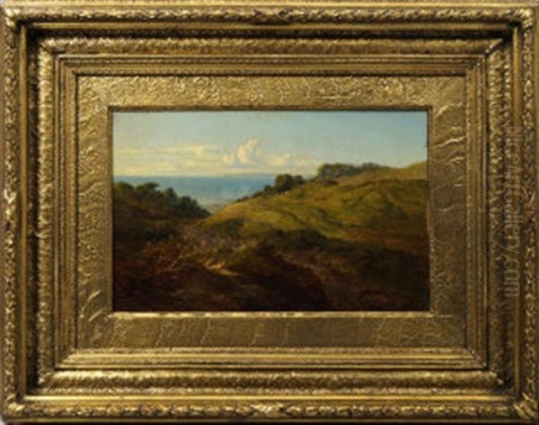 Cattle Grazing On A Hillside Overlooking The Sea Oil Painting by Arthur Gilbert