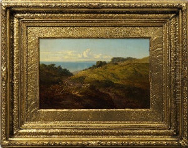 Cattle Grazing On A Hillside Overlooking The Sea Oil Painting by Arthur Gilbert