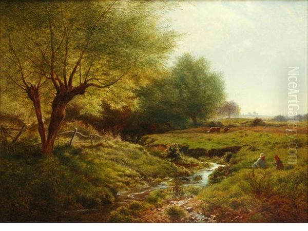 A Brook In Surrey Oil Painting by Arthur Gilbert