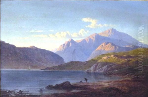 Evening Towards Glencoe, Looking From West End Of Loch (+ Evening, Looking East To Glencoe; 2 Works) Oil Painting by Arthur Gilbert