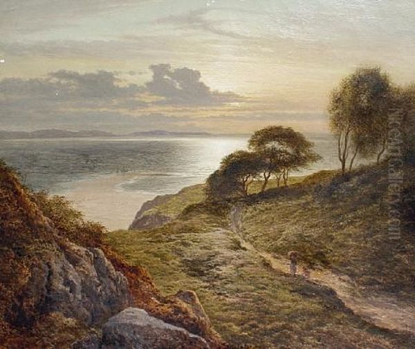 Near Lydstop, Tenby Coast (+ Near Mill Mouth, North Devon Coast; Pair) Oil Painting by Arthur Gilbert