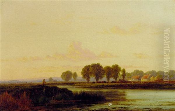 Evening On The Thames Oil Painting by Arthur Gilbert