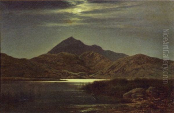 Night - Snowden From Llyn Flynnon Oil Painting by Arthur Gilbert