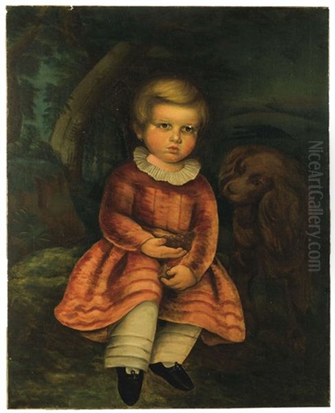 Portrait Of A Boy With His Dog Oil Painting by Charlotte Gilbert