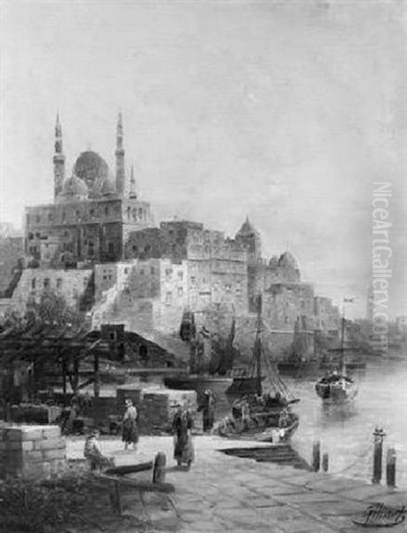 Orientalische Hafenstadt Mit Moschee Oil Painting by Frederick Gilbert