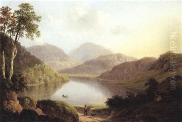 Hawes Water From Fordingdale Beck Oil Painting by Joseph Francis John Gilbert