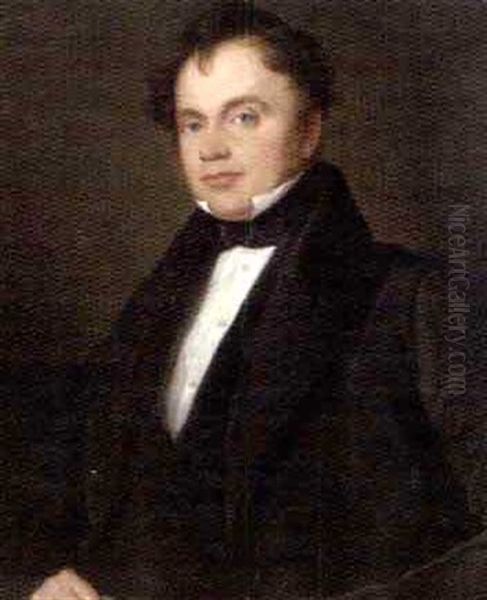 Portrait Of A Gentleman In A Black Coat And Waistcoat by Josiah Gilbert