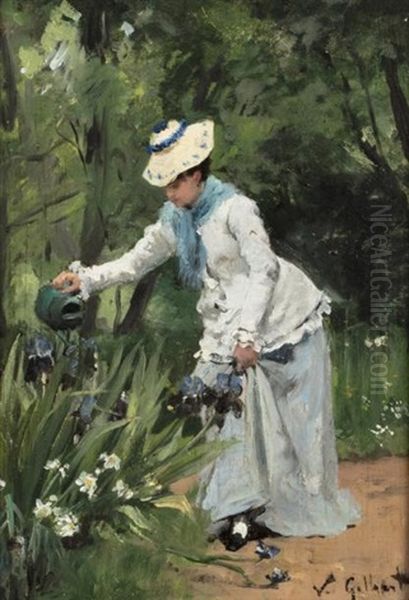 Elegante Au Jardin D'iris Oil Painting by Victor Gabriel Gilbert