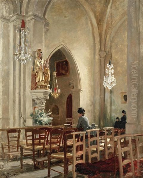 Lady At Prayer Oil Painting by Victor Gabriel Gilbert