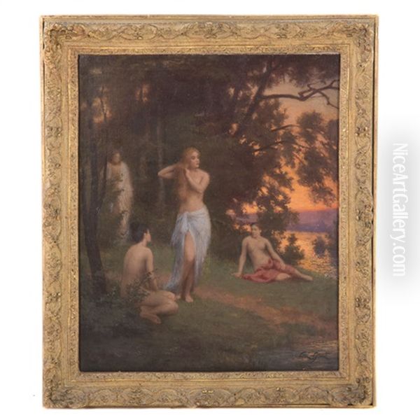 Bathers By The Lake Oil Painting by Victor Gabriel Gilbert