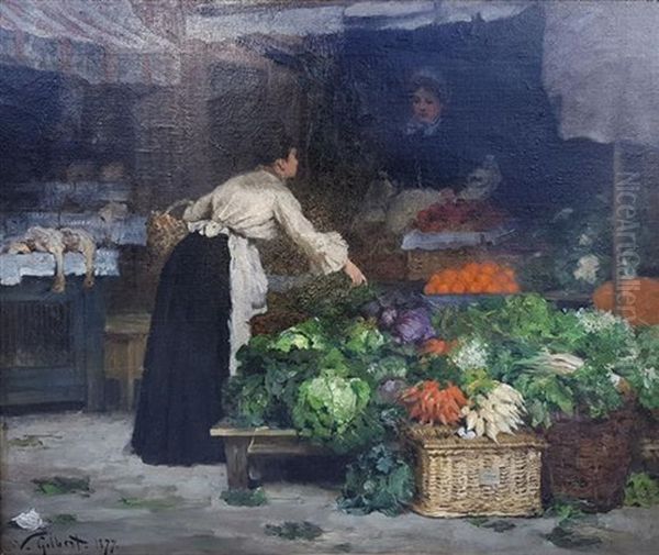 Market Scene Oil Painting by Victor Gabriel Gilbert