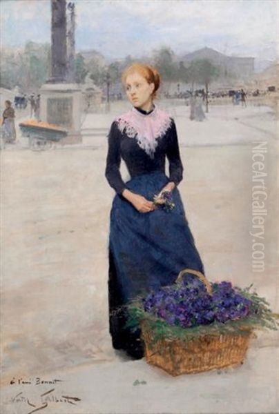 Marchande De Violettes Place De La Concorde Oil Painting by Victor Gabriel Gilbert