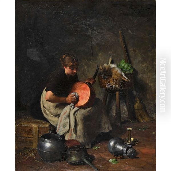 Magd In Der Kuche Oil Painting by Victor Gabriel Gilbert