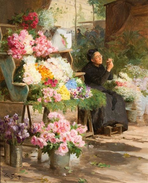 Le Marchande De Fleurs Oil Painting by Victor Gabriel Gilbert