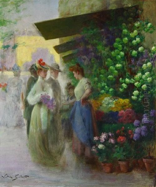 Le Marche Aux Fleurs Oil Painting by Victor Gabriel Gilbert