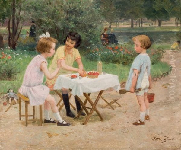 Ninos Jugando En El Parque by Victor Gabriel Gilbert