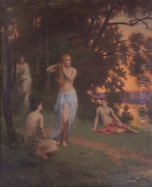 Bathers By The Lake Oil Painting by Victor Gabriel Gilbert