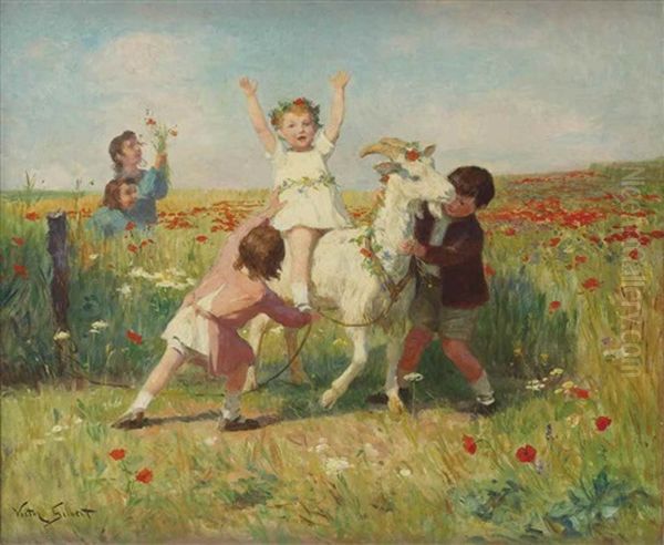 Playtime Oil Painting by Victor Gabriel Gilbert