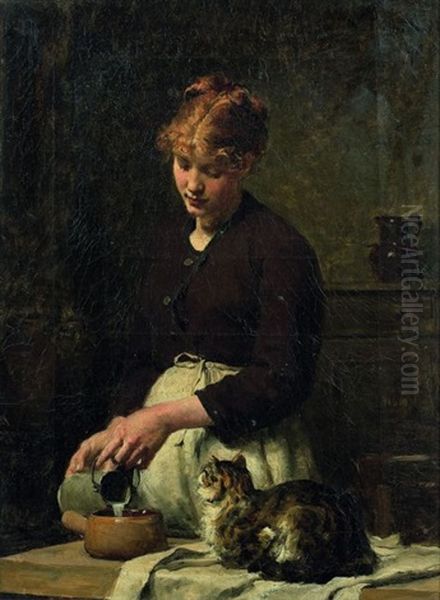 Le Dejeuner Du Chat Oil Painting by Victor Gabriel Gilbert