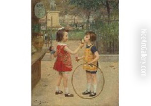 Ice Cream Oil Painting by Victor Gabriel Gilbert